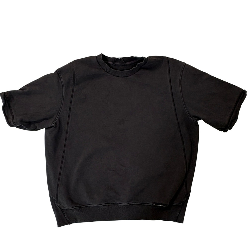 3.1 Phillip Lim Womens Faded Black Short Sleeve Sweatshirt Seam Detail XL
